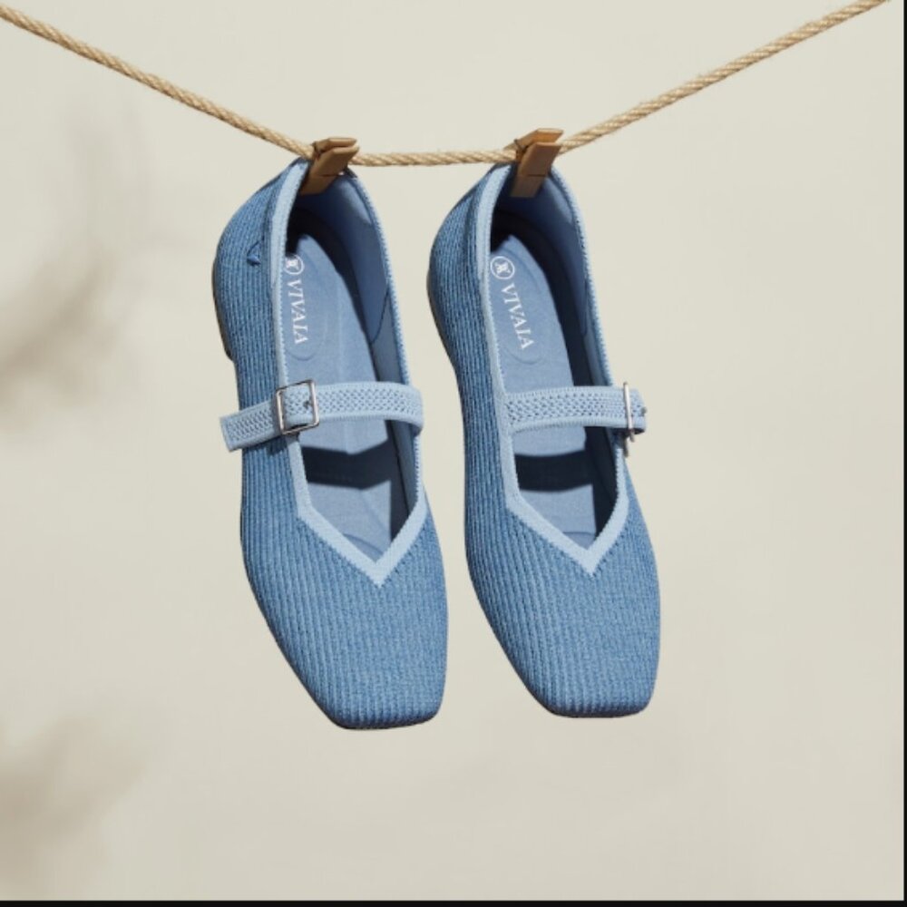 VIVAIA Square-toe Mary-Jane , like new. Denim blue, size 8.5